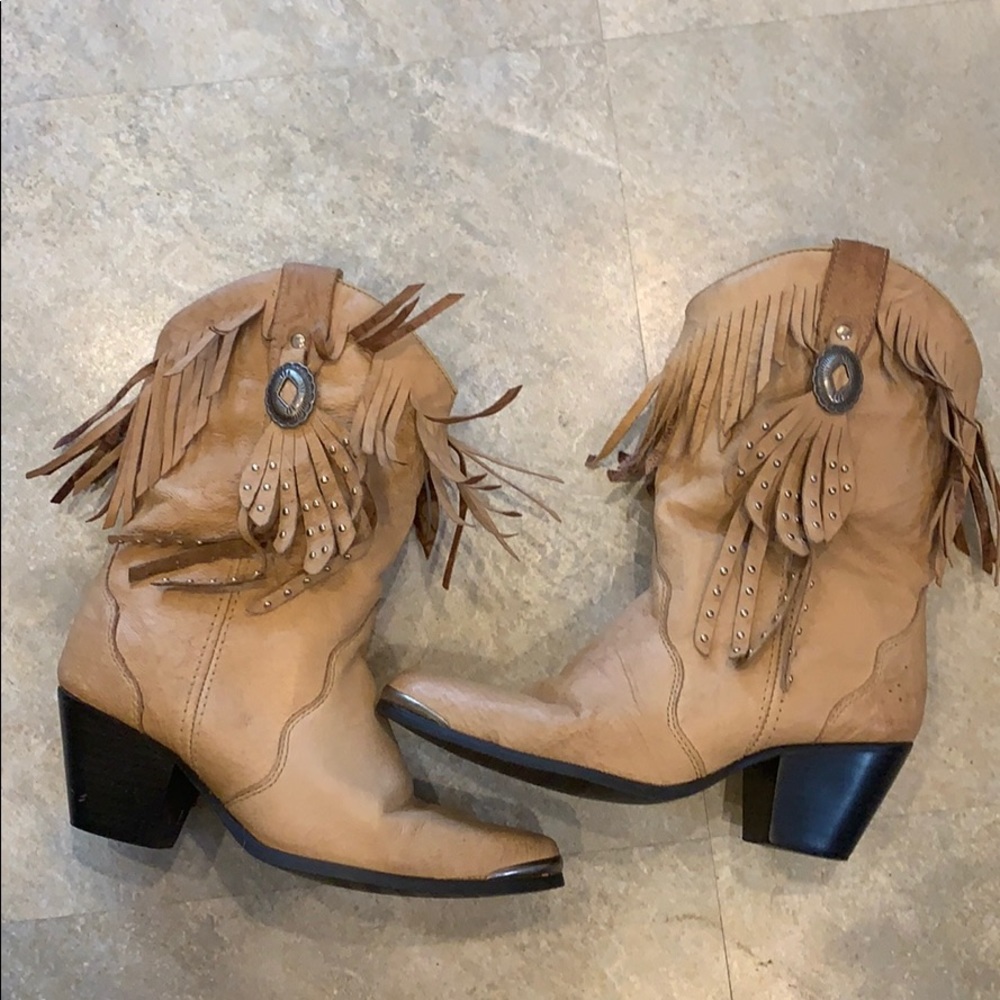 American West Boots with fringe and metal accents